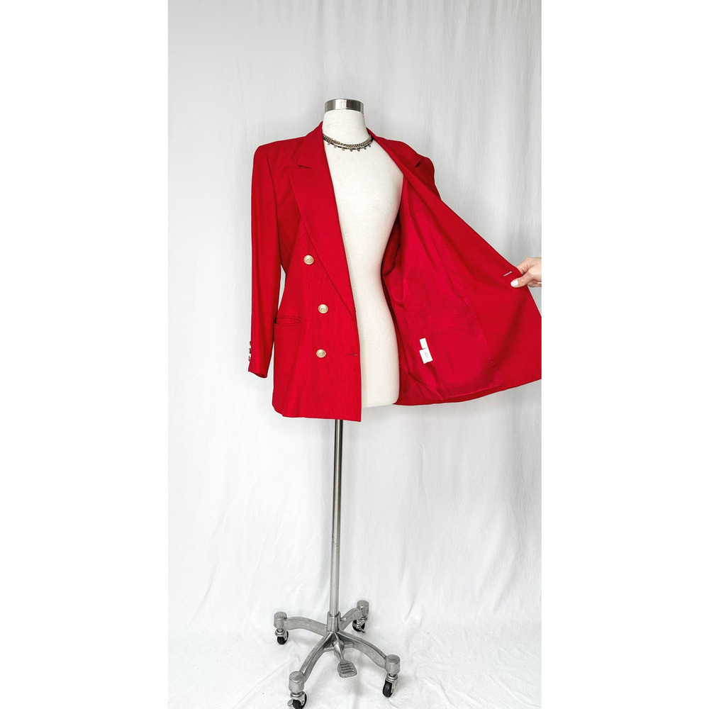 Vintage 90’d Liz Claiborne Red Doube Breast Button Blazer (10P) - Picture 7 of 10